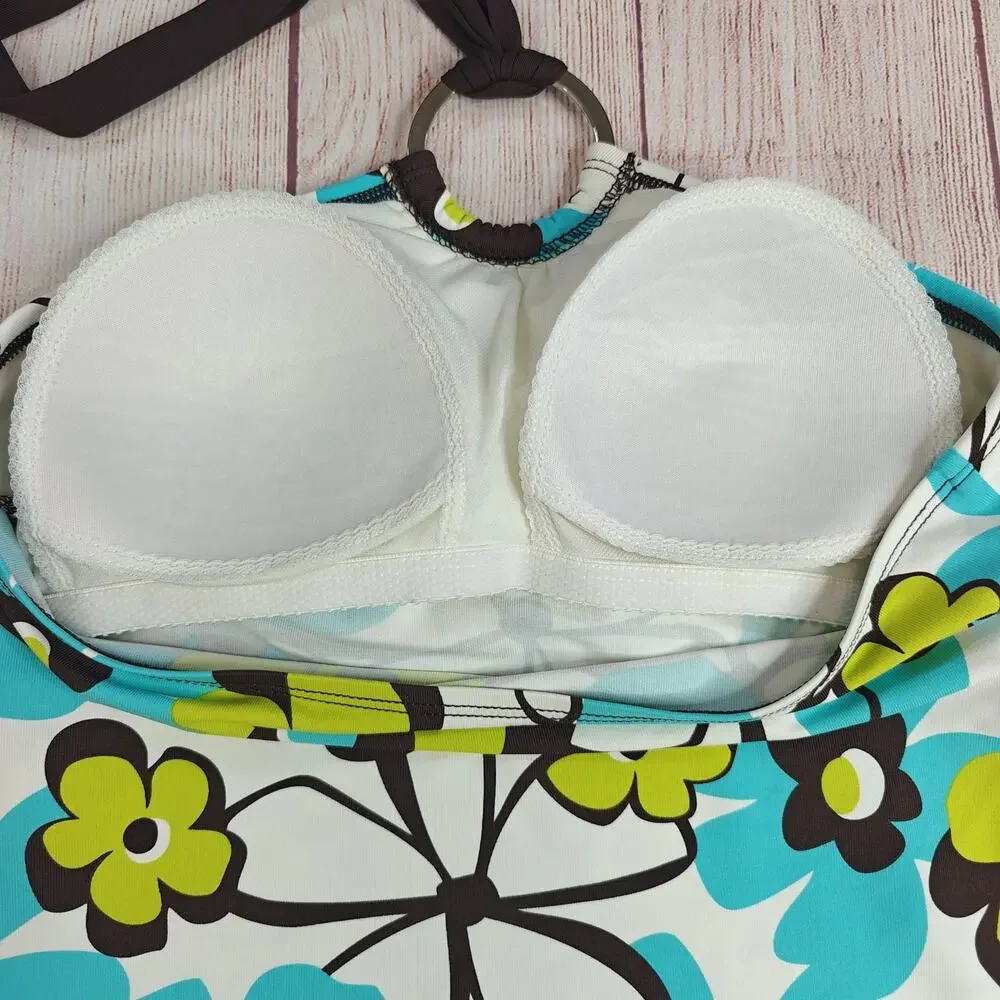 La Blanca Y2K-era vintage floral halter tankini top sz 8